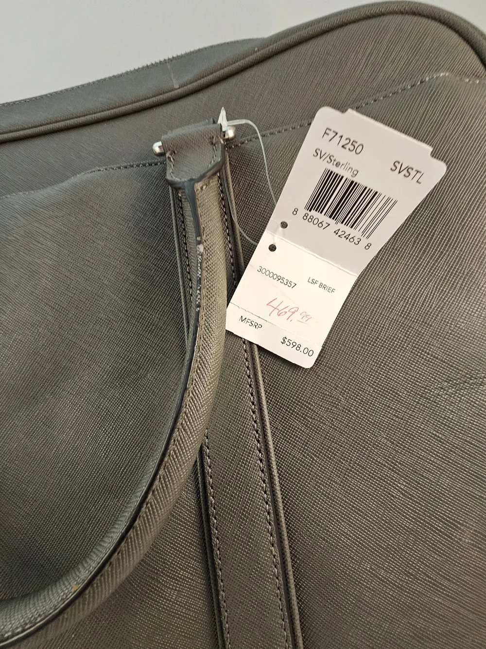Coach Gray Men’s Leather Brief Tote! NWT!